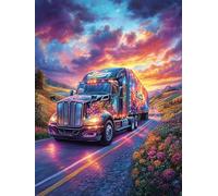 Truck Driving Through A Rainbow Nebula 1000 Pieces Classic Jigsaw Puzzle Wildlife Pet Puzzle for Adults Concentration Training Wall Art Mental Exercise Halloween Thick Cardboard 1000 PCS