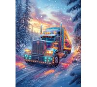 Truck Driving Through A Snowy Forest 500 Pieces Set Classic Jigsaw Puzzle Fairy Tale Scenery Cartoon Couple Puzzle Partners Mind Relaxation Wall Decor Easter New Year Recycled Cardboard 500 PCS