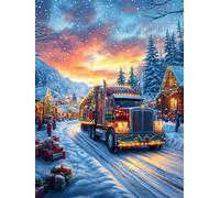 Truck Driving Through A Snowy Village 300 Piece Count Premium Jigsaw Puzzle Scenery Science Fiction For Adults Teens 14+ Concentration Training Indoor Game Family Game Night Sturdy Paperboard 300 PC