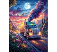 Truck Driving Through A Starry Sky 300 Pc Classic Jigsaw Puzzle Science Fiction Magical Dream Puzzle for Adults Hard Challenging Hobby Home Decor Poster Eco Friendly Material 300 PCS