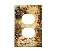 Truck Duplex Outlet Covers Wall Plate, Rustic Vintage Flag Hat Summer Red Plastic Standard Size Decorative Receptacle Outlet Covers for New Apartment Home Bedroom Office Decor
