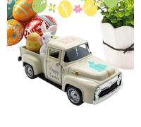 Truck Easter Eggs - 1:32 Die-Cast Zinc Alloy Vintage Truck, Metal Easter Basket Toys With Resin Bunny & 3 Eggs, Rustic Spring Decor - For Kids' Play Trucks Family Home & Nursery