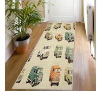Truck Hallway Rug 60 x 220, Washable Vintage Car Print Kitchen Carpet Runners Short Pile Non-Shedding Bedroom Living Room Runner Rug, Kids Boys Floor Mat for Indoor Entryway em945