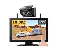 Truck HD 1080P 10.1 Inch Touchscreen DVR Monitor With Solar Magnetic Wireless Backup Camera For Car Truck Trailer Canvan(1 camera Kit)
