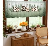 Truck Kitchen Curtains, Farmhouse Rustic Rooster Ferns Spring Green Single Panel Valance for Window Window Decoration for Sink Area Dining Room Bathroom 18x52 Inch