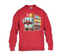 Truck Numbers Boys Sweatshirt World Book Math Numbers Day Girls Kids Unisex Funny School Gift Christmas Jumper Red - Youth Medium (Age 7-8)
