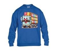 Truck Numbers Boys Sweatshirt World Book Math Numbers Day Girls Kids Unisex Funny School Gift Jumper Royal Blue - Youth Medium (Age 7-8)