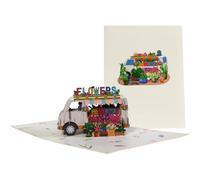 Truck Overflowing With Colorful Flowers 3D Pop-Up Greeting Card
