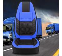 Truck Seat Covers for DAF LF CF XF XG XG+,Black/Red/Brown/Blue Seat Full Covers Wear-Resistant Mesh Leather Driver Co-driver for Summer Winter Truck Interior Accessory,Version 3-Blue
