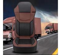 Truck Seat Covers for DAF LF CF XF XG XG+,Black/Red/Brown/Blue Seat Full Covers Wear-Resistant Mesh Leather Driver Co-driver for Summer Winter Truck Interior Accessory,Version 1-Brown