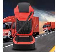 Truck Seat Covers for DAF LF CF XF XG XG+,Black/Red/Brown/Blue Seat Full Covers Wear-Resistant Mesh Leather Driver Co-driver for Summer Winter Truck Interior Accessory,Version 1-Red