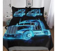 PAZZK Truck Series Bedding Set Patterns Soft 2PCs Fade Resistant Breathable Quilt Cover with Pillowcase 3D Printed Duvet Cover Set Comforter Cover, For Boys, Girls Single (135x200cm)