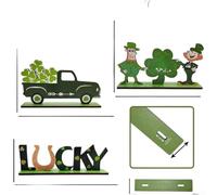 Truck Shape Wooden Decor Featuring Four Leaf Clover Design for St Patrick's Day Themed Interior Styling