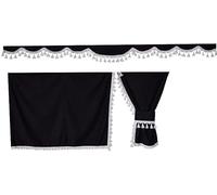 TRUCK SIDE CURTAINS - BLACK WITH White Tassels