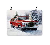 Truck Stove Top Cover for Electric Stove, Christmas Rustic Dog Christmas Tree Red Waterproof Electric Top Cover Protector Home Kitchen Decor 28x20 Inch