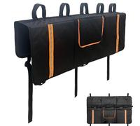 Truck Tailgate Bikes Pad - 135x83cm, Oxford Cloth, Black, Tailgate Bike Mat, Protective Car Rack Accessory, Reflective Strips | Heavy Duty Pad, Secure Straps, Tool Pockets For Mountain Bik