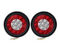Truck Taillights - Color LED Red Amber, 16 Diode Rubber Ring Round Lights, Universal Marker Stop Lights | Trailer Semi Tractor Pickup Bus RV Boat Marine Safety Signal.