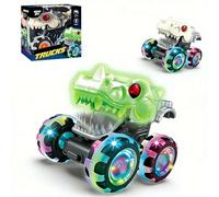 Truck Toy, Motion-Activated Light-Up Glow Rover with LED Wheels, Press-and-Go Dinosaur Trucks for Toddlers, Baby Boy Toys, Birthday for Kids Boys