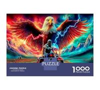 Truck USA Stress Relief & Travel Puzzle - 1000 Piece Jigsaw Thick Cardboard Eagle & Motorcycle Rider Game for Relaxation And Journeys, An Ideal Puzzle for Adults 38x26cm/1000pcs