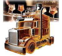 Truck Whiskey Decanter - Vintage Glass Liquor Bottle with Stopper, Funny Car Design, 375ml Capacity for Dad