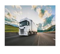 Truck with Container on the Highway, Cloudy Sky，Jigsaw Puzzles 1000 Piece， Impossible Challenge Toy Educational Game Home Decoration for Adults& Kids Age 14 Years Up 1000pcs（75x50cm）-X42