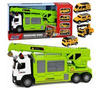 Truck With Crane And Mini Vehicles Green New Genuine Vehicle Model Toy Gift Top