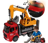 Truck with excavator, CONSTRUCTION SET with LIGHT SOUND effects, moving parts ME