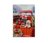 Truck with Labradors Embroidery Poster Decorative Painting Canvas Mural Is Bright And Beautiful, Suitable for Office Bedroom Decorative Painting to Create The Right AtmosphereUnframe-style16x24inch(40