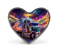 Truck with Wings U.S. Flag Heart Metal Brooches 1 Inch Memorial Badges Exquisite Decorations Pins for Clothing