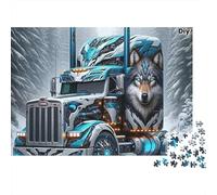 Truck Wolf Design 1000 Piece Jigsaw Puzzles Wolf Semi Truck Art for Adults Educational Game Beautiful Decoration Challenge High Difficulty Birthday Gifts 38x26cm/1000pcs