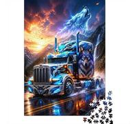 Truck Wolf Mountain Jigsaw Puzzle, 1000 Pcs For Adults | 38x26cm Cardboard, Brain Workout, Smooth Surface Finish, Adult Hobbyists, Stress Reduction