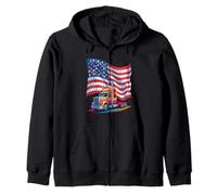 Trucker American Flag Big Rig Semi-Trailer Truck Driver Zip Hoodie