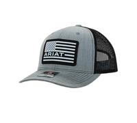 ARIAT Western Mens Cap Baseball Hat USA Flag Patch Mesh Snap Grey