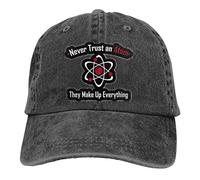 Trucker Cap Never Trust an Atom, They Make Up Everything Black Summer Sun Hat Strapback Trucker Hat Unisex Baseball Cap for Summer Fishing Running