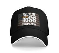 Trucker Caps Because I'm The Boss That's Why Black Trucker Hat Summer Sun Dad Cap Breathable Sports Cap for Walking Holiday Travel Workouts