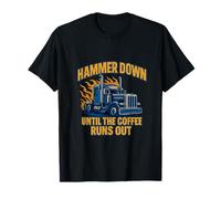 Trucker Coffee Flaming Semi Truck Driver novelty Graphic T-Shirt
