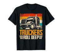 Trucker Convoy Truckers Roll Deep Retro Road T-Shirt