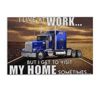Trucker Door Mat Trucker I Live At Work But I Get To Visit My Home Sometimes Welcome Non-Slip Mats Funny Doormat Bathroom Kitchen Front Porch Rugs Entrance 16 * 24in/40 * 60cm