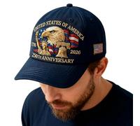 Trucker Hat - America's 250th Embroidered, Adjustable Snapback Outdoor Camping Cap, Patriotic Headwear | Trucker Hat For Veterans,
