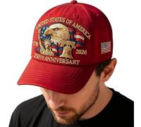 Trucker Hat - America's 250th Embroidered, Adjustable Snapback Outdoor Camping Cap, Patriotic Headwear | Trucker Hat For Veterans,