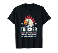 Trucker Road Warrior Eagle Flames Patriotic USA Design T-Shirt