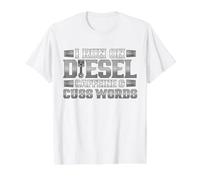 Trucker Run on Diesel Caffeine and Cuss Words Truck Driver Value Graphic T-Shirt, Men, White, L