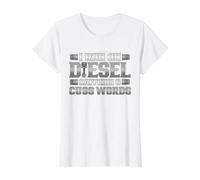 Trucker Run on Diesel Caffeine and Cuss Words Truck Driver Value Graphic T-Shirt, Women, White, L