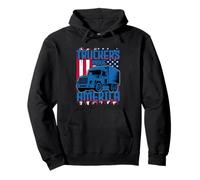 Truckers Move America Semi Truck USA Flag Design Pullover Hoodie