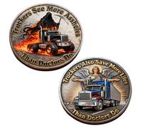 Truckers See More / Save More Dual-Side Coin, Grim Reaper & Guardian Angel Double-Sided Truck Driver Coin, Motivational Gift for Long Haul Drivers (1pcs)