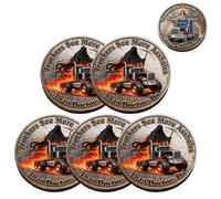 Truckers See More/Save More Dual-Side Commemorative Coin, Grim Reaper & Guardian Angel Double-Sided Truck Driver Coin, Motivational Gift for Truck Drivers & Logistics Professionals (5Pcs)