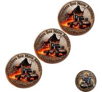 Truckers See More Save More Dual-Side Commemorative Coin,Grim Reaper & Guardian Angel Semi Truck Coin,Funny Truck Driver Collectible Coins for Big Rig Lovers And Logistics Professionals (3PCs)