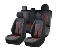 Truckiipa F150 Seat Covers Full Set Leather Waterproof Car Seat Cover Seat Protector Custom Fit for 2015-2024 Ford F150 SuperCrew, 2017-2024 F250 F350 F450 Super Duty Crew Cab, Full Set, Black&Red