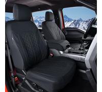 Truckiipa Leather F150 Seat Covers Front Seat Cover Truck Seat Protector Custom Fit for 2015-2024 Ford F150 SuperCrew, 2017-2024 F250 F350 F450 Super Duty Crew Cab, Front Pair, Black