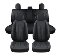 Truckiipa Wrangler JK Seat Covers Full Set Leather Waterproof Car Seat Covers Cushion Protector Custom Fit for 2007-2017 Jeep Wrangler JK 4-Door Sahara Rubicon Freedom Unlimited, Full Set, Black